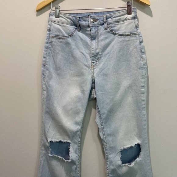 H&M Flared High Rise Distressed Light Blue Jeans Size 6 - Picture 3 of 16